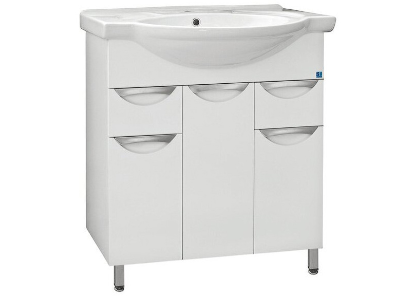 Тумба для ванной "ТАНГО" 80/2 белая с умывальником "Балтика" 80 - фото в Миди Лтд Изображение товара Тумба для ванной "ТАНГО" 80/2 белая с умывальником "Балтика" 80 в Миди Лтд