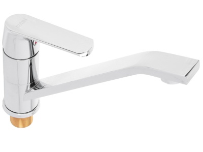 Изображение товара Смеситель для кухни длинный излив,картридж 40мм,гайка,латунь хром RAIN Гранат в Миди Лтд