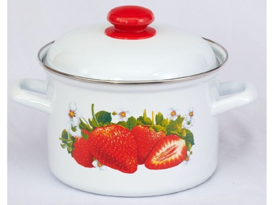 Кастрюля эмаль белая 3,0л Сочная клубника С-1612АП2/4 (4шт/уп) Х - фото в Миди Лтд Изображение товара Кастрюля эмаль белая 3,0л Сочная клубника С-1612АП2/4 (4шт/уп) Х в Миди Лтд