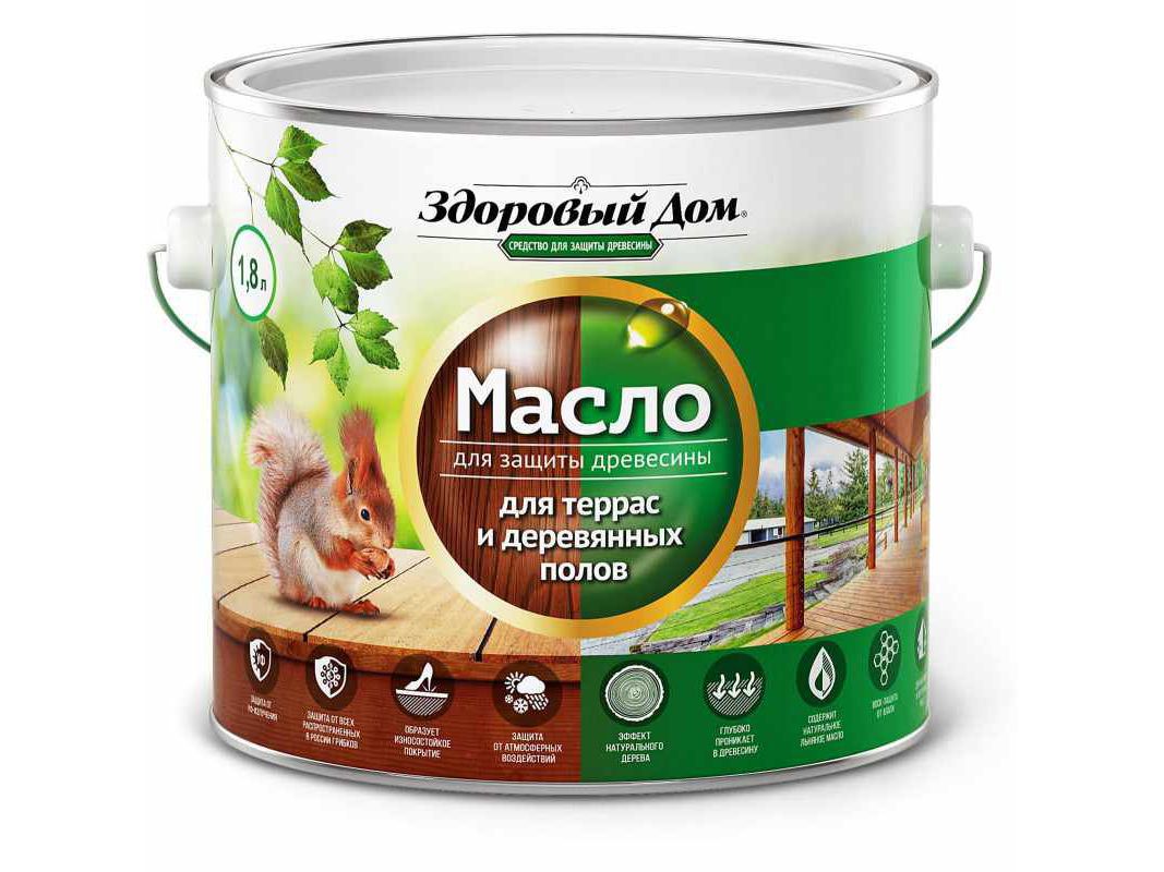 Изображение товара Масло для террас и деревянных полов Здоровый Дом палисандр 1,8л (4шт/уп, 168шт/пал) в Миди Лтд