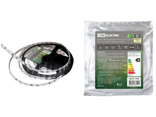Изображение товара Лента светодиодная SMD2835 120LED/м IP20 12B 9,6Вт/м 3000К 5м TDM в Миди Лтд