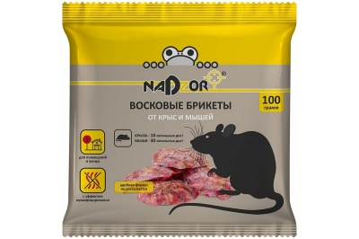 Изображение товара Таблетки восковые NADZOR от крыс и мышей 100гр (50шт/кор) в Миди Лтд