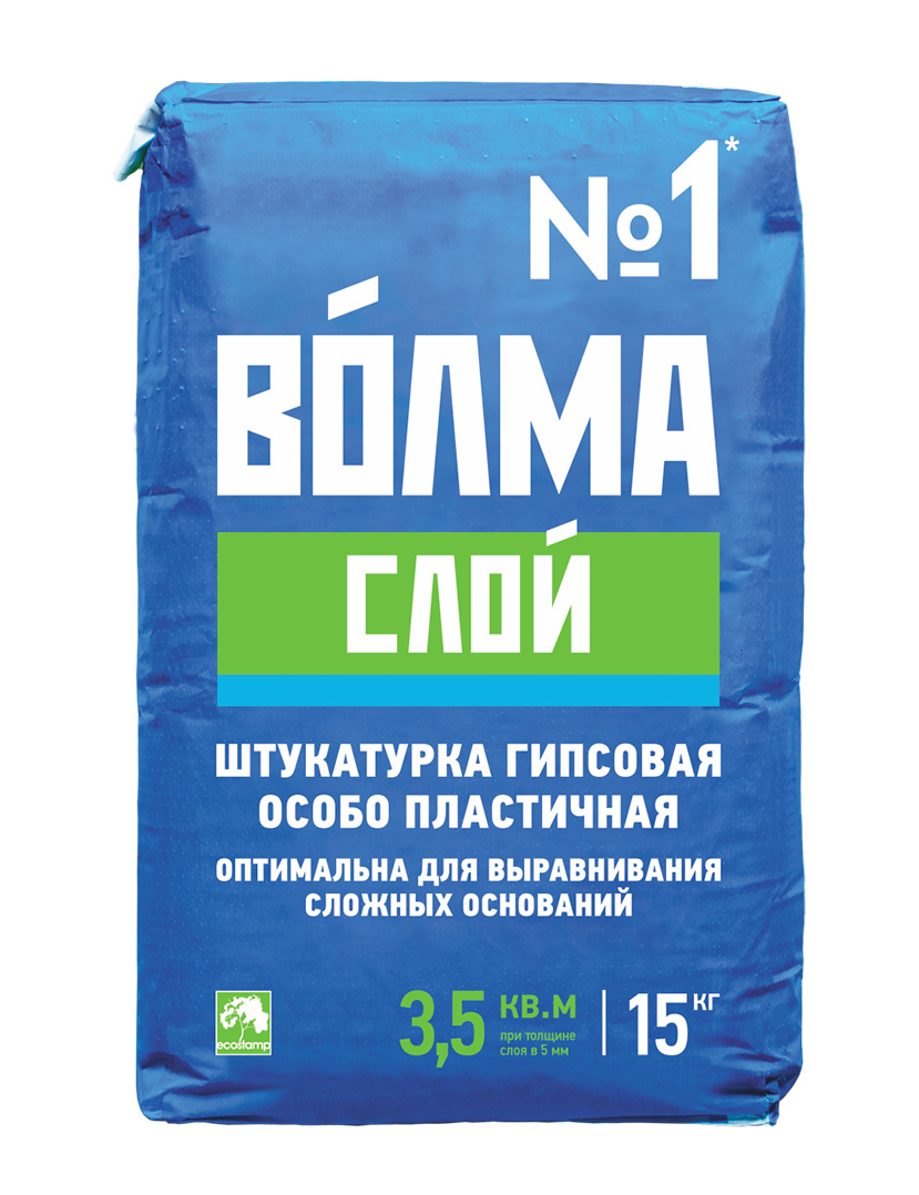 Изображение товара Штукатурка гипсовая ВОЛМА-Слой 15кг (81шт/пал) в Миди Лтд