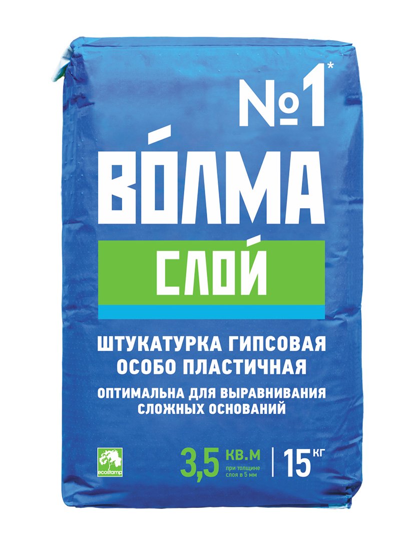 Штукатурка гипсовая ВОЛМА-Слой 15кг (81шт/пал) - фото в Миди Лтд Изображение товара Штукатурка гипсовая ВОЛМА-Слой 15кг (81шт/пал) в Миди Лтд