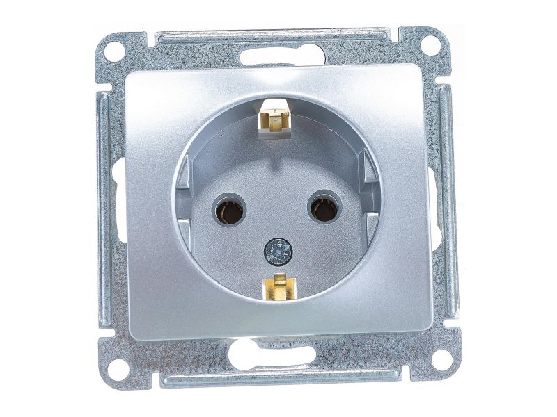 Изображение товара Розетка Schneider Glossa 16А с/з алюминевая в Миди Лтд