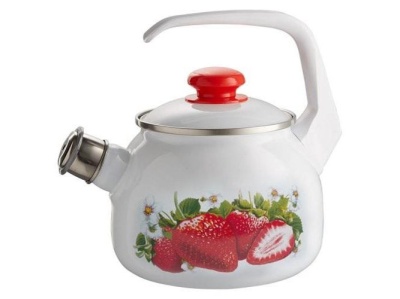 Чайник эмаль белая 2,5л Сочная клубника С-2711АПсв/4Рч (4шт/уп) - фото в Миди Лтд Изображение товара Чайник эмаль белая 2,5л Сочная клубника С-2711АПсв/4Рч (4шт/уп) в Миди Лтд