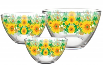 Подарочный набор Трио Подсолнухи 3пр (салатник 3шт) (4шт/уп) - фото в Миди Лтд Изображение товара Подарочный набор Трио Подсолнухи 3пр (салатник 3шт) (4шт/уп) в Миди Лтд