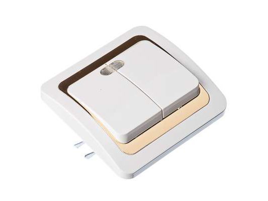 Изображение товара Выключатель двухклавиш. с подсв. БЕЛЫЙ  ХХ в Миди Лтд