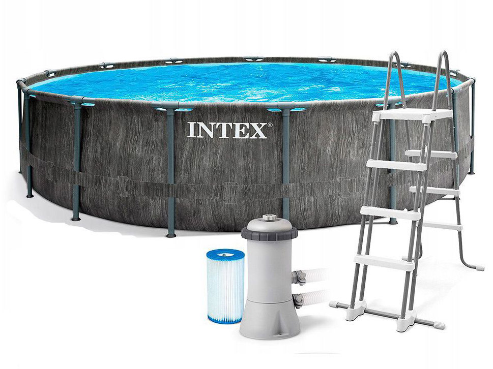 Изображение товара Бассейн каркасный с фильтр-насосом, лестницей и чехлом INTEX GREYWOOD PRISM FRAME 457*122см 26742NP в Миди Лтд