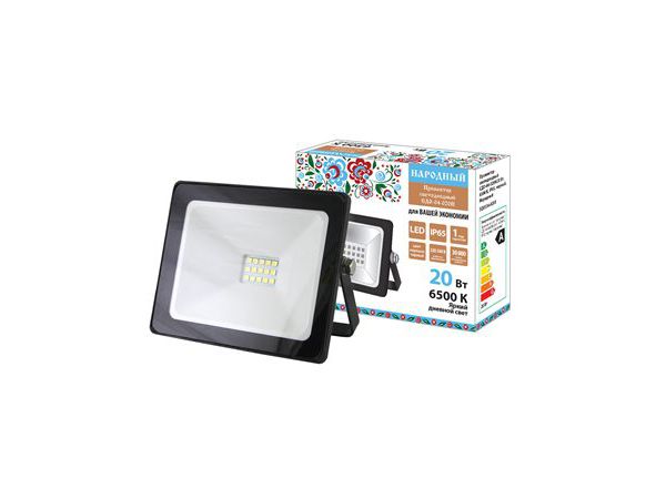 Изображение товара Прожектор светодиодный 20Вт TDM Народный СДО 04-020Н черный 6500K IP65 в Миди Лтд