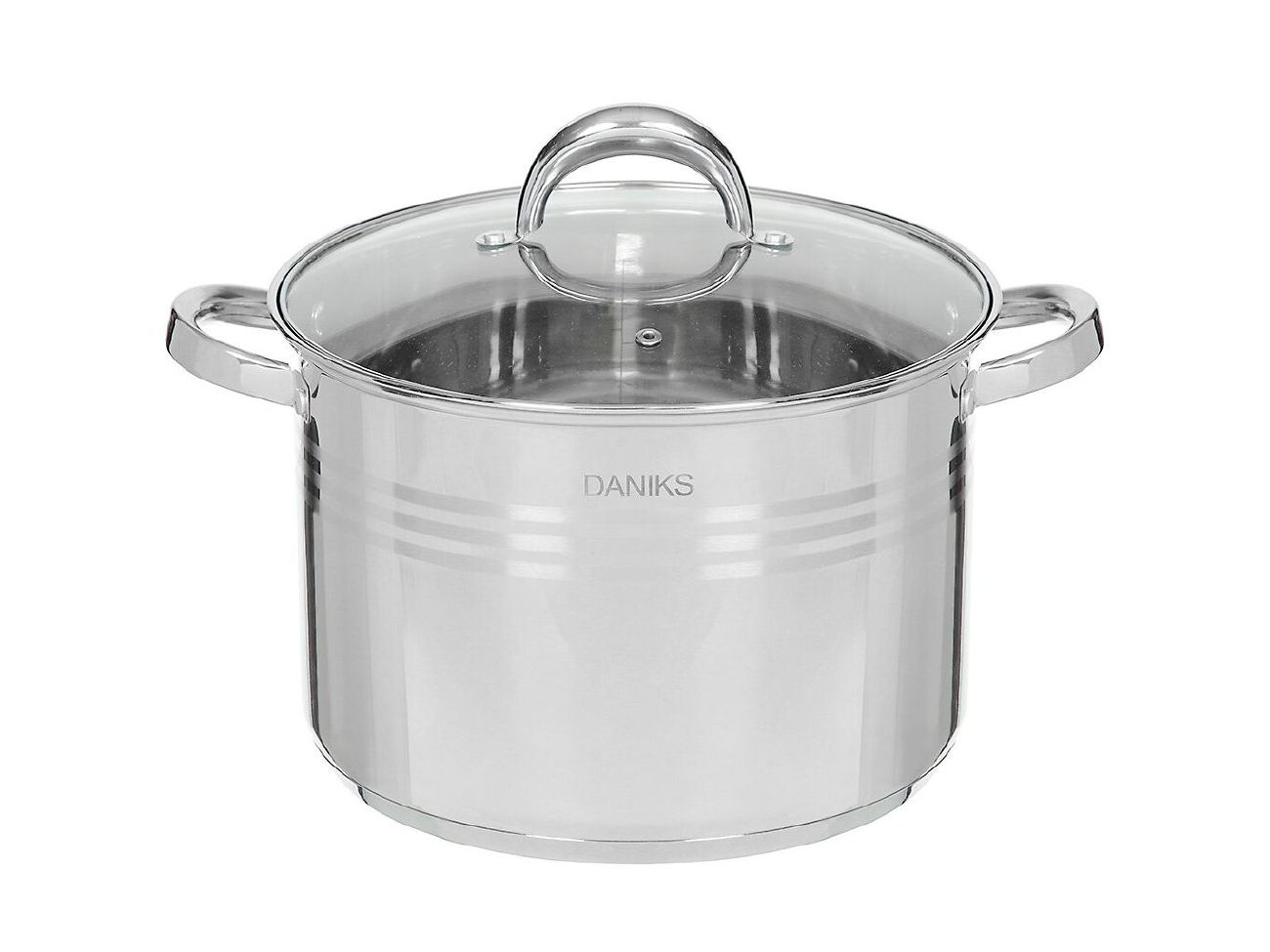 Изображение товара Кастрюля нерж сталь Daniks 9л. крышка стекло индукция Общепит (1шт/уп) в Миди Лтд