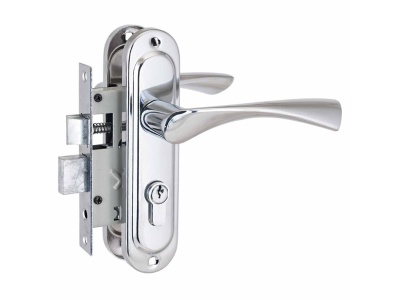 Изображение товара Замок врезной 103/50 CP хром с ручкой Стандарт (20шт/уп) в Миди Лтд