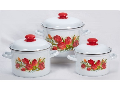 Набор кастрюль эмаль жемчужная Ласковый май (2,0л, 3,0л, 4,5л) С-007АП2/4Жм - фото в Миди Лтд Изображение товара Набор кастрюль эмаль жемчужная Ласковый май (2,0л, 3,0л, 4,5л) С-007АП2/4Жм в Миди Лтд