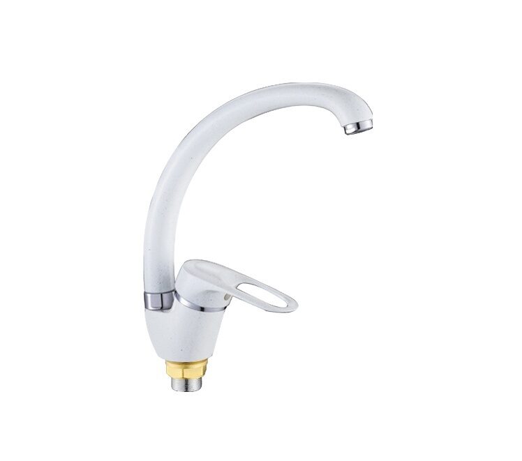 Изображение товара Смеситель для кухни цветной, высокий излив 40мм гайка белый ХХХ в Миди Лтд