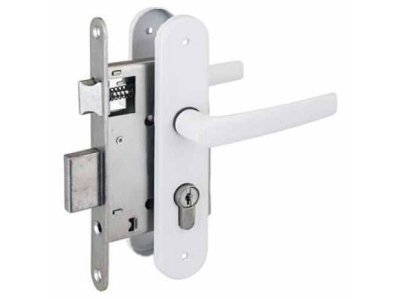 Изображение товара Замок врезной ЗВ4-3.08 белый шуруп Птимаш (10шт/уп) в Миди Лтд