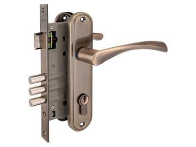 Изображение товара Замок врезной 103/3 AB старая бронза с ручкой Аллюр (12шт/уп) в Миди Лтд