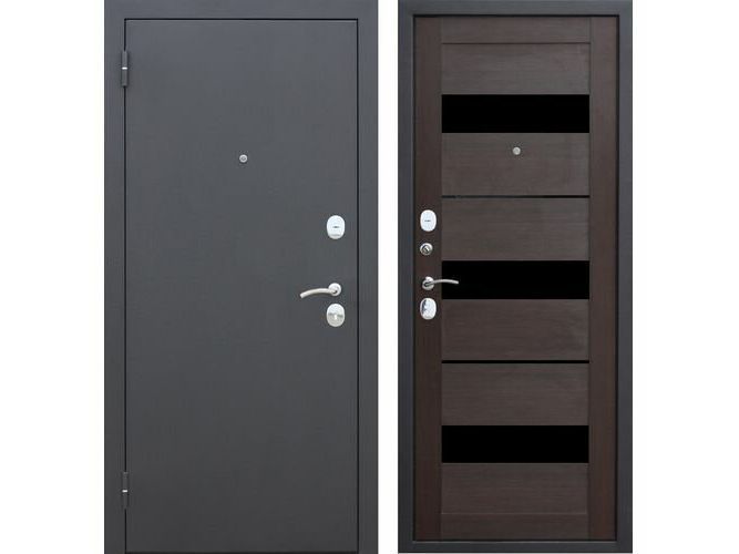 Изображение товара Дверь металлическая 960 правая Гарда муар Темный кипарис (ручка-царга, основной замок, доп. замок) в Миди Лтд