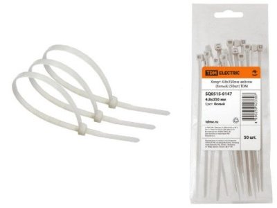 Хомуты нейлоновые белые 350х4,8мм (50шт/уп) TDM - фото в Миди Лтд Изображение товара Хомуты нейлоновые белые 350х4,8мм (50шт/уп) TDM в Миди Лтд