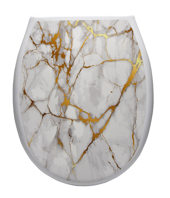 Изображение товара Сиденье для унитаза жесткое с рис. "Белый мрамор" (1/10уп) в Миди Лтд