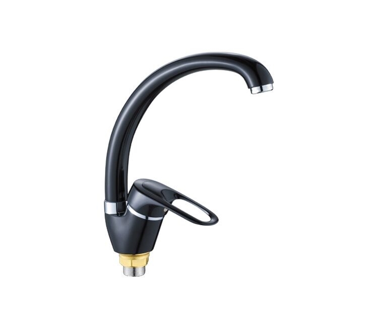 Изображение товара Смеситель для кухни цветной, высокий излив 40мм гайка черный ХХХ в Миди Лтд