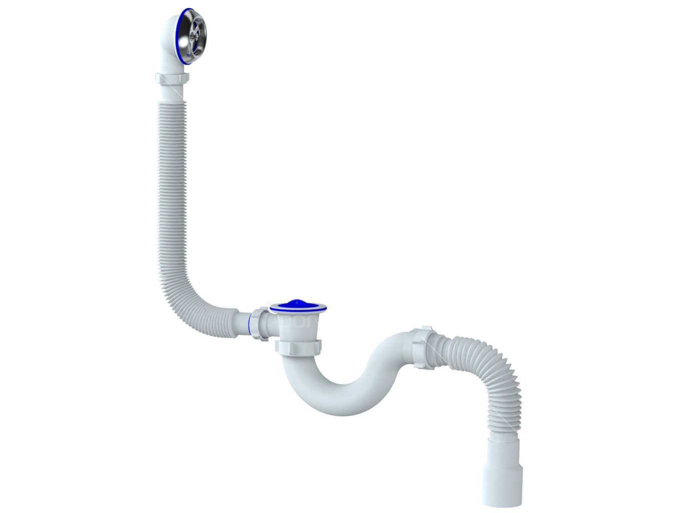 Сифон для ванны Unicorn 40/50 с пластиковым выпуском и переливом S32P - фото в Миди Лтд Изображение товара Сифон для ванны Unicorn 40/50 с пластиковым выпуском и переливом S32P в Миди Лтд
