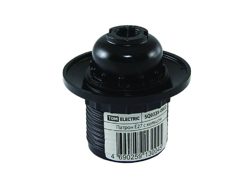 Изображение товара Патрон Е27 карболитовый с кольцом черный TDM в Миди Лтд