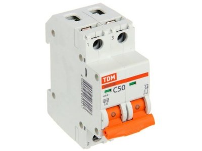 Изображение товара Автоматический выключатель ВА47-29 2Р 50А 4,5кА х-ка С TDM в Миди Лтд