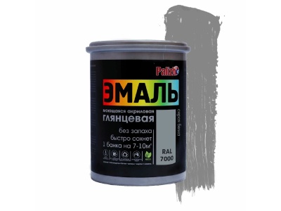 Эмаль акриловая глянцевая №610 серая белка RAL 7000 1кг "Палитра" (12шт/уп)  - фото в Миди Лтд Изображение товара Эмаль акриловая глянцевая №610 серая белка RAL 7000 1кг "Палитра" (12шт/уп)  в Миди Лтд