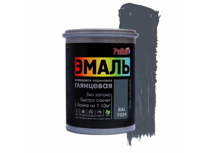 Изображение товара Эмаль акриловая глянцевая №611 графитовая серая RAL 7024 1кг "Палитра" (12шт/уп) Х в Миди Лтд