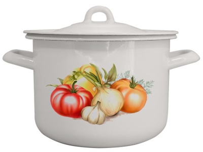 Изображение товара Кастрюля эмаль белая 4,5л Овощное ассорти Р-1615Б/4Бл (4шт/уп) Х в Миди Лтд