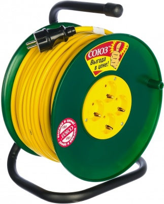 Изображение товара Удлинитель силовой на катушке 40м с/з 4 гнезда 2200Вт Союз в Миди Лтд
