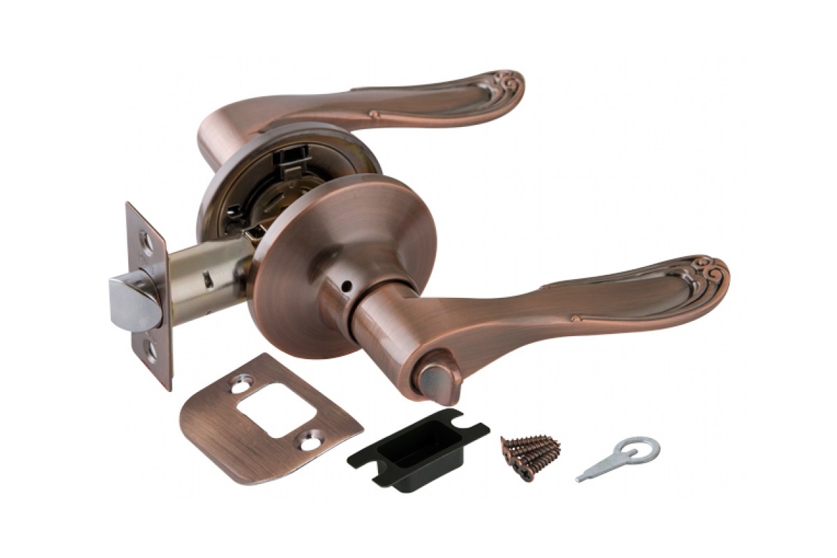 Изображение товара Замок ручка Медь с фиксатором 6030 АС-B в Миди Лтд