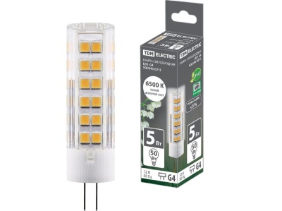 Изображение товара Лампа светодиодная G4 5W AC/DC 12V 6500К SMD 16*57мм  TDM в Миди Лтд