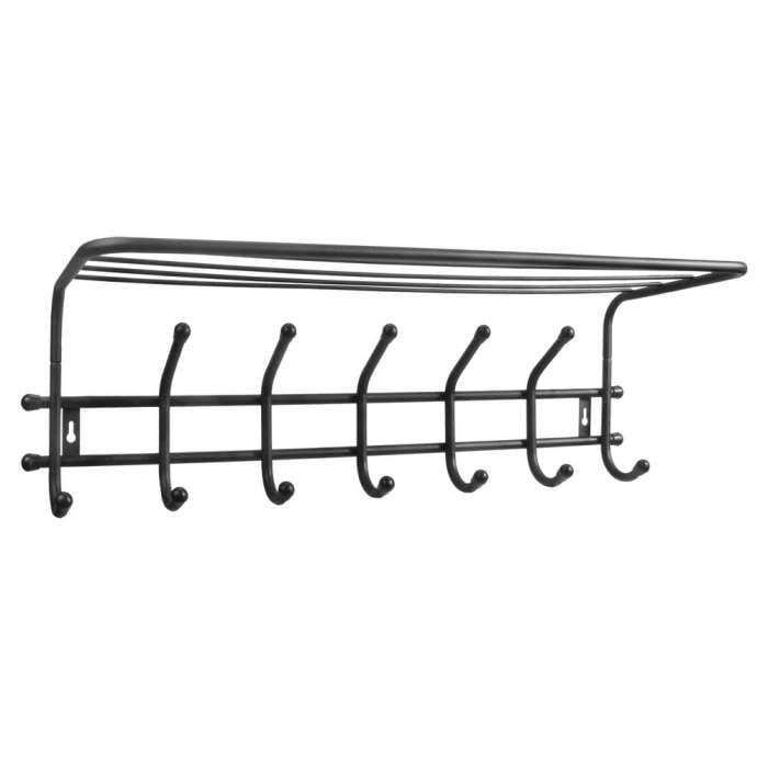 Изображение товара Вешалка настенная Комфорт 7 с полкой черный 7 крючков (2шт/уп) в Миди Лтд
