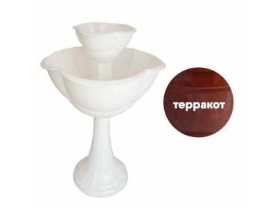 Кашпо 2х ярусное на высокой стойке теракот (2шт/уп) - фото в Миди Лтд Изображение товара Кашпо 2х ярусное на высокой стойке теракот (2шт/уп) в Миди Лтд