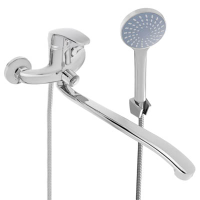 Изображение товара Смеситель для ванны СоюзКран с душем плоский излив 35см керам картридж 40мм хром цинк SK08-I106 в Миди Лтд
