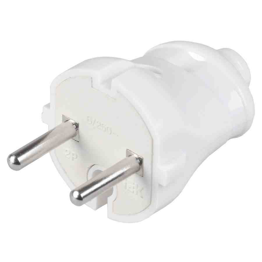 Изображение товара Вилка разборная прямая без з/к 6А белая в Миди Лтд