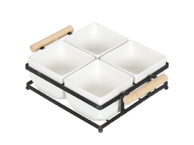 Набор для сервировки фарфор 5пр белый (менажница 4 секции, метал подставка) Daniks (16шт/уп) - фото в Миди Лтд Изображение товара Набор для сервировки фарфор 5пр белый (менажница 4 секции, метал подставка) Daniks (16шт/уп) в Миди Лтд