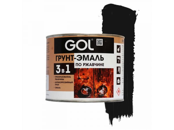 Изображение товара Грунт-эмаль по ржавчине 3в1 GOLexpert черный 1,9кг (6шт/уп; 234шт/пал) в Миди Лтд