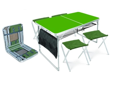 Изображение товара Набор NIKA стол складной 1200x600мм+4стула складных 300х300мм хаки-хаки в Миди Лтд