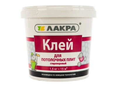 Изображение товара Клей для потолочных плит Лакра 1,5кг (6шт/уп, 432шт/пал) в Миди Лтд