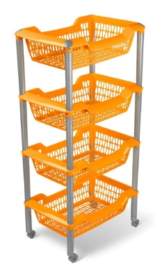 Изображение товара Этажерка универсальная ДЖЕТТА на колесиках 4 корзины оранжевая (4шт/уп) в Миди Лтд
