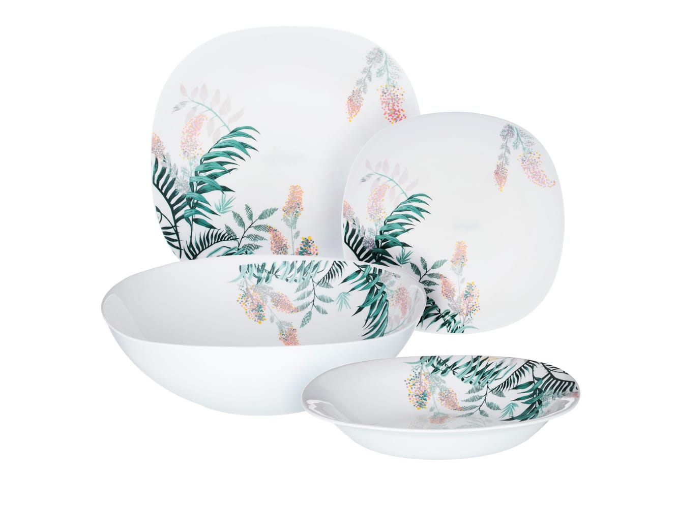 Набор посуды MILLIMI Тропикана опаловое стекло 13 предметов квадратная форма    ХХ - фото в Миди Лтд Изображение товара Набор посуды MILLIMI Тропикана опаловое стекло 13 предметов квадратная форма    ХХ в Миди Лтд