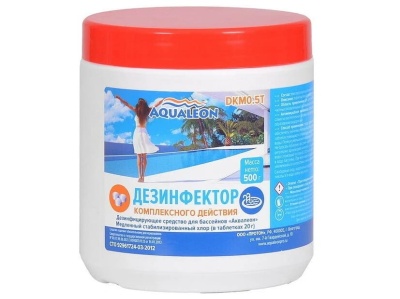 Средство дезинфицирующее 3 в 1 АКВАЛЕОН медленный стабилизированный хлор комплексного  DKM0.5T/0059 - фото в Миди Лтд Изображение товара Средство дезинфицирующее 3 в 1 АКВАЛЕОН медленный стабилизированный хлор комплексного  DKM0.5T/0059 в Миди Лтд