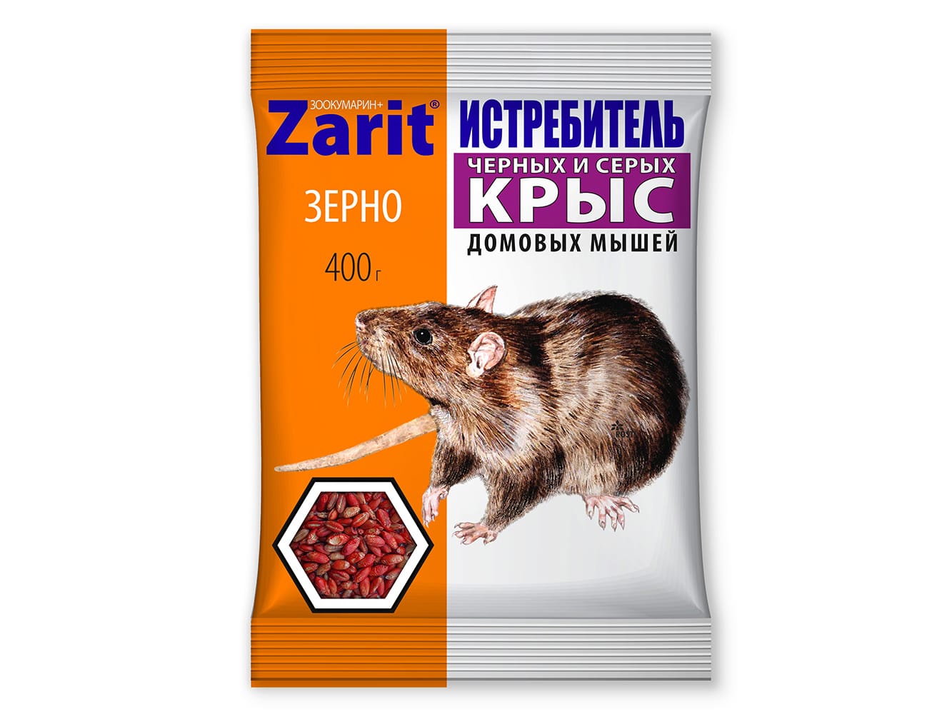 Изображение товара Приманка Зарит Зоокумарит Истребитель зерно 400г (35шт/уп) в Миди Лтд
