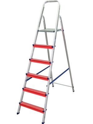 Изображение товара Алюминиевая комбинированная стремянка EUROPA COLOR 4 ступени, до верхней площ 81см вес 3,8кг в Миди Лтд