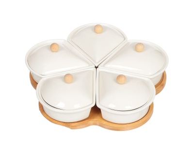 Изображение товара Менажница керамика 29*9см 5 секций Цветок  (6шт/уп) в Миди Лтд