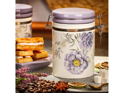 Изображение товара Банка для сыпучих продуктов доломит 0,55л с крышкой Daniks Флорина (36шт/уп) в Миди Лтд