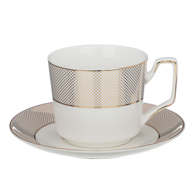 Чайный набор костяной фарфор 2 предмета 260мл MILLIMI Голд    ХХ - фото в Миди Лтд Изображение товара Чайный набор костяной фарфор 2 предмета 260мл MILLIMI Голд    ХХ в Миди Лтд