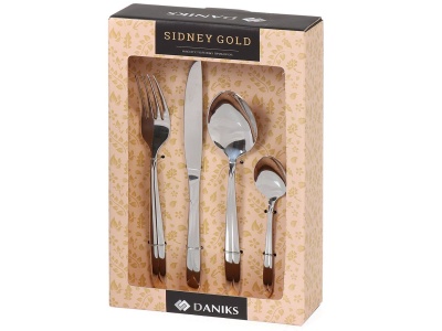 Изображение товара Набор столовых приборов нерж сталь Daniks 24 предмета (нож столовый 6шт,вилка 6шт,ложка  363598) Х в Миди Лтд